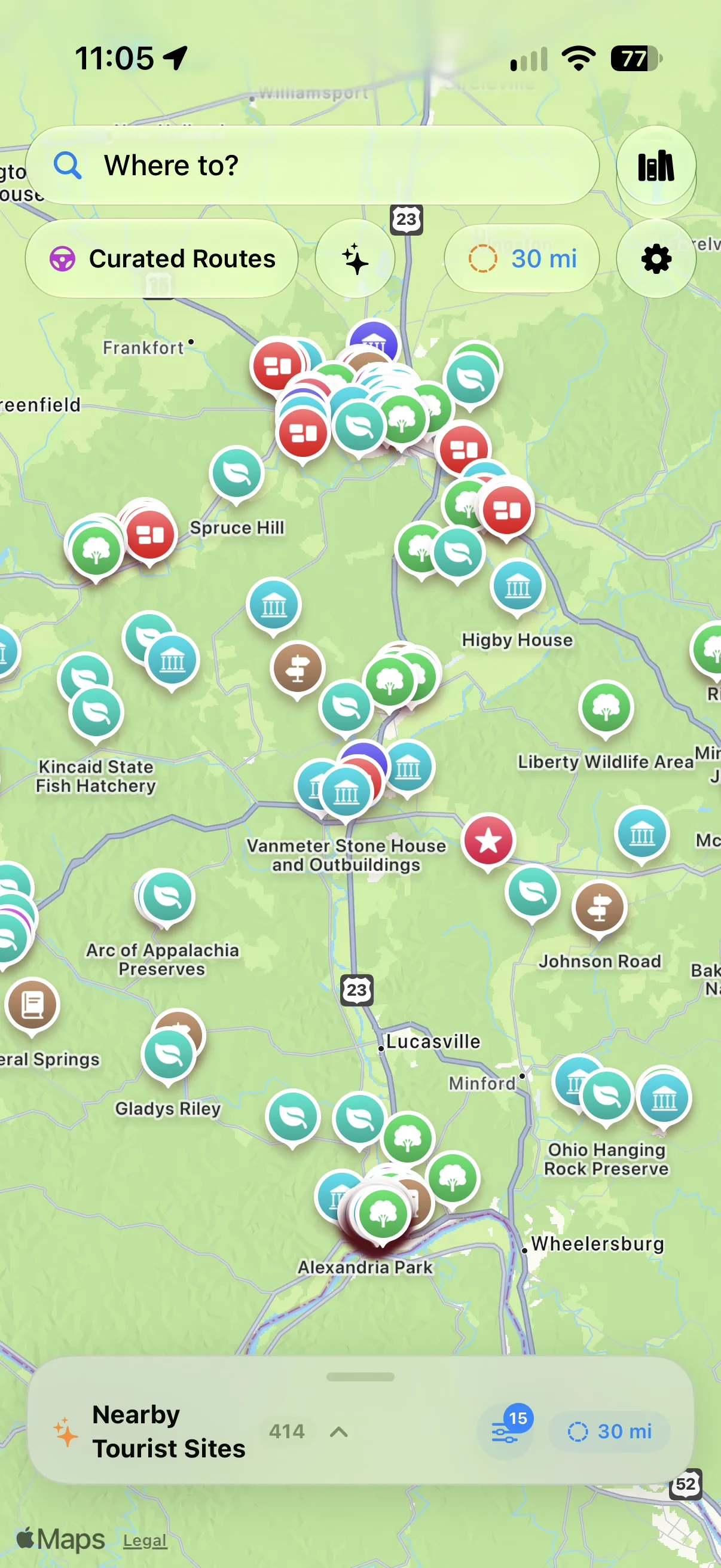 Regional discovery search across 30 miles