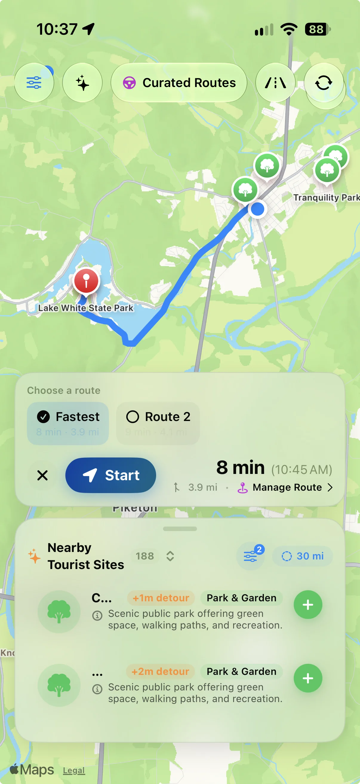 Preview route to Lake White State Park