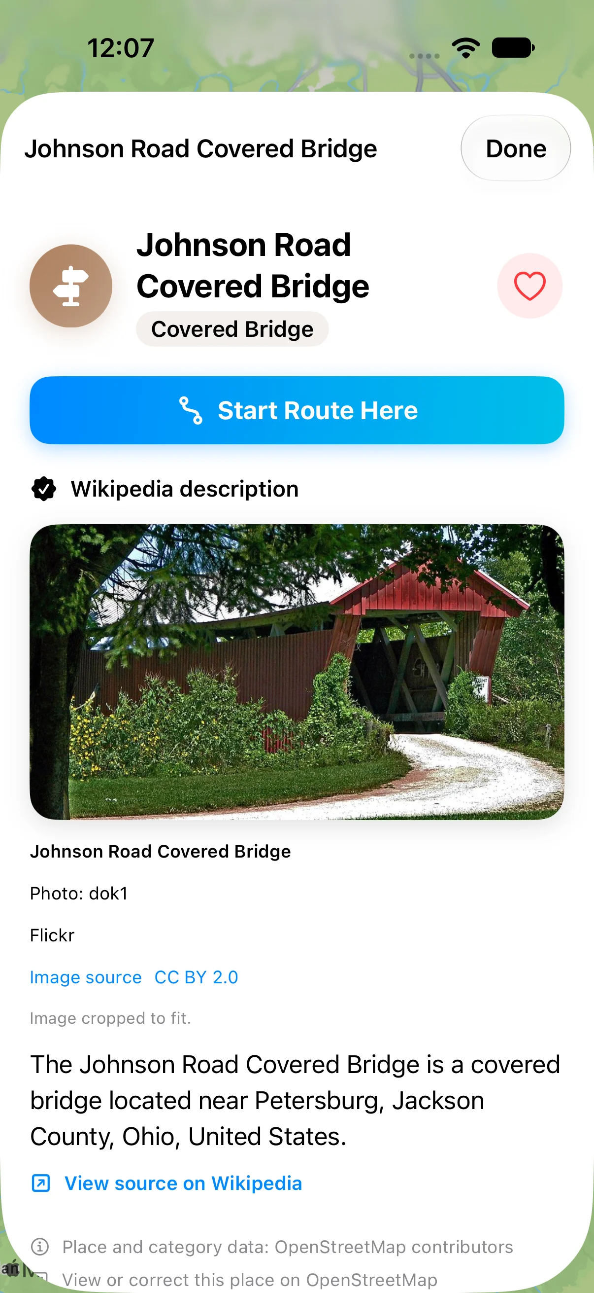 Johnson Road Covered Bridge place detail with photo and Wikipedia summary